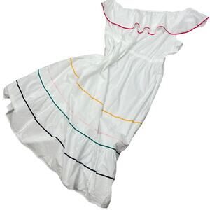 Lane Bryant Striped White One Shoulder Ruffle Maxi Dress - Size 26 - NWT